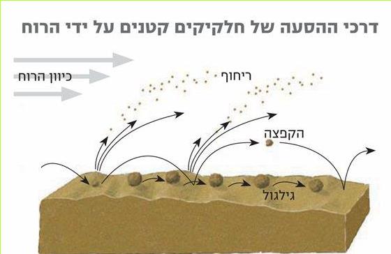 דרכי ההסעה של חלקיקים קטנים על ידי הרוח